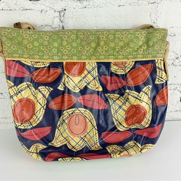 Fossil Floral Coated Canvas Shoulder Bag Hobo Purse - Picture 5 of 10